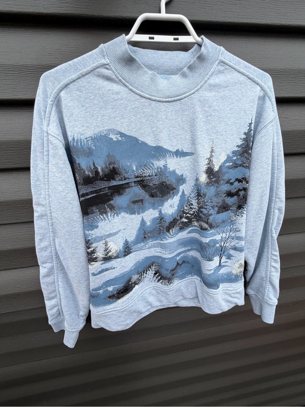Northern Reflections Light Gray Scenic Crewneck Sweater